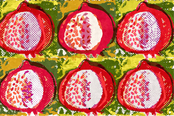Pomegranate tile for fabric design