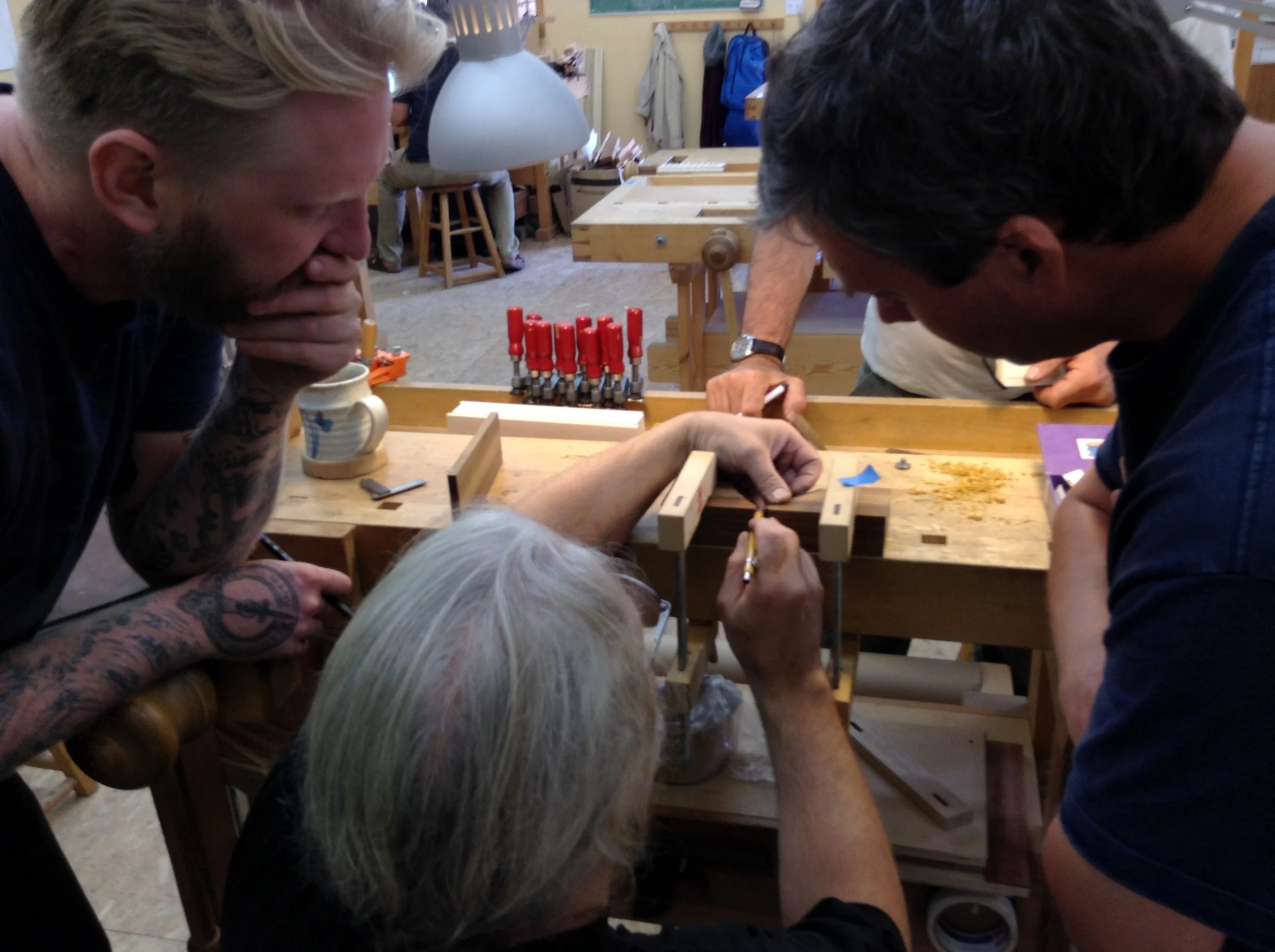  Marking out the mouth of a coopering plane 
