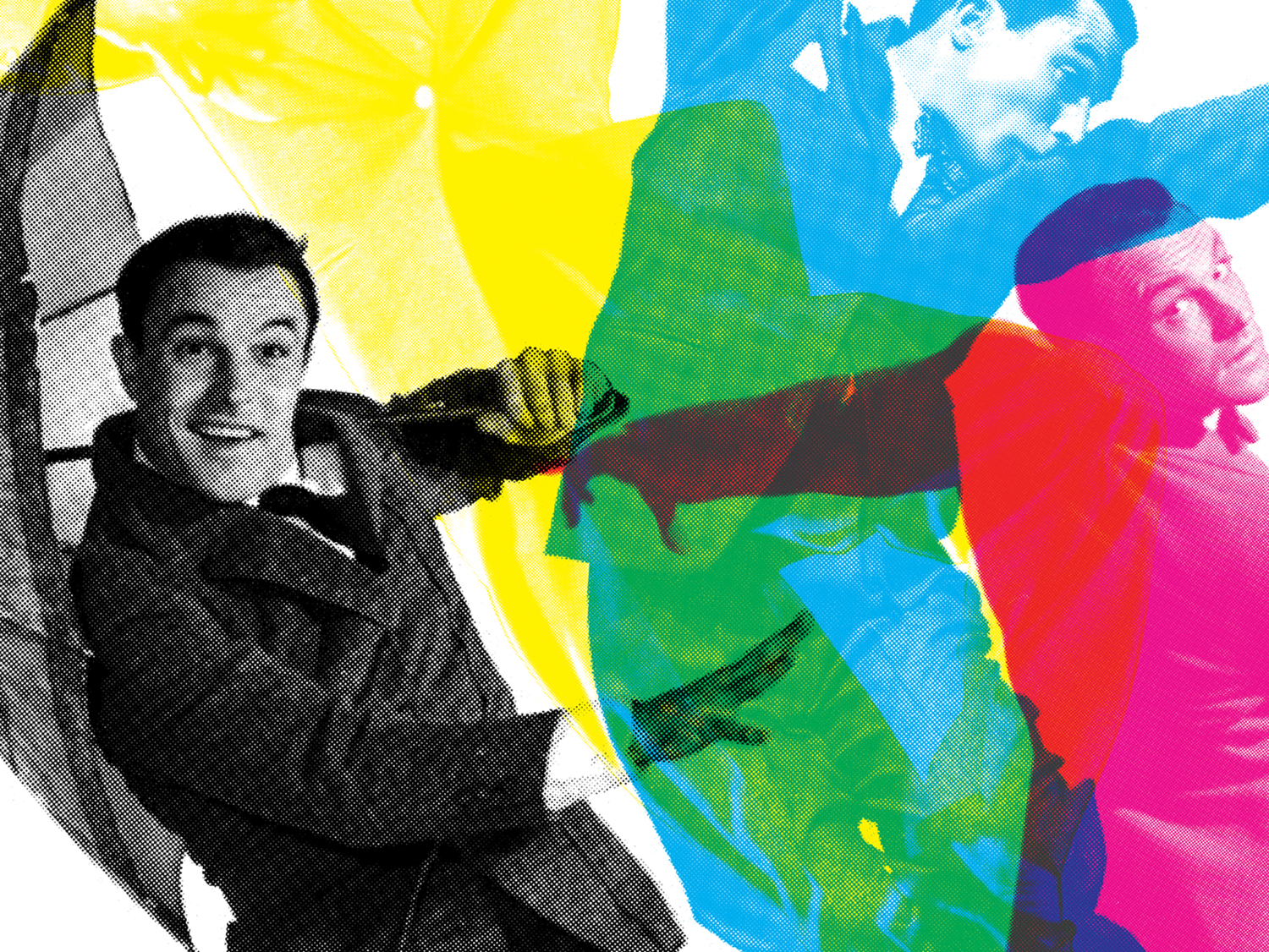 I chose pure CMYK colors that were strong and modern, yet reference the Technicolor of the movie. I overlayed these colors to create secondary colors, and movements, hidden between each of Kelly’s gestures.