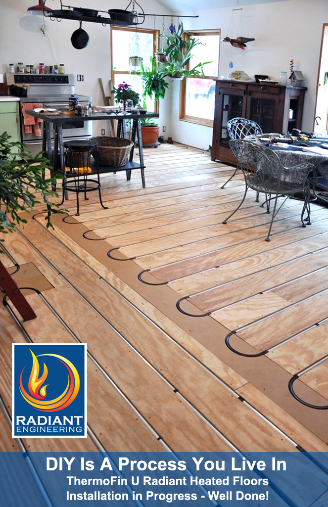 This DIY homeowner will install the finish flooring later in the schedule of the project. Meanwhile, life goes on warmly.
