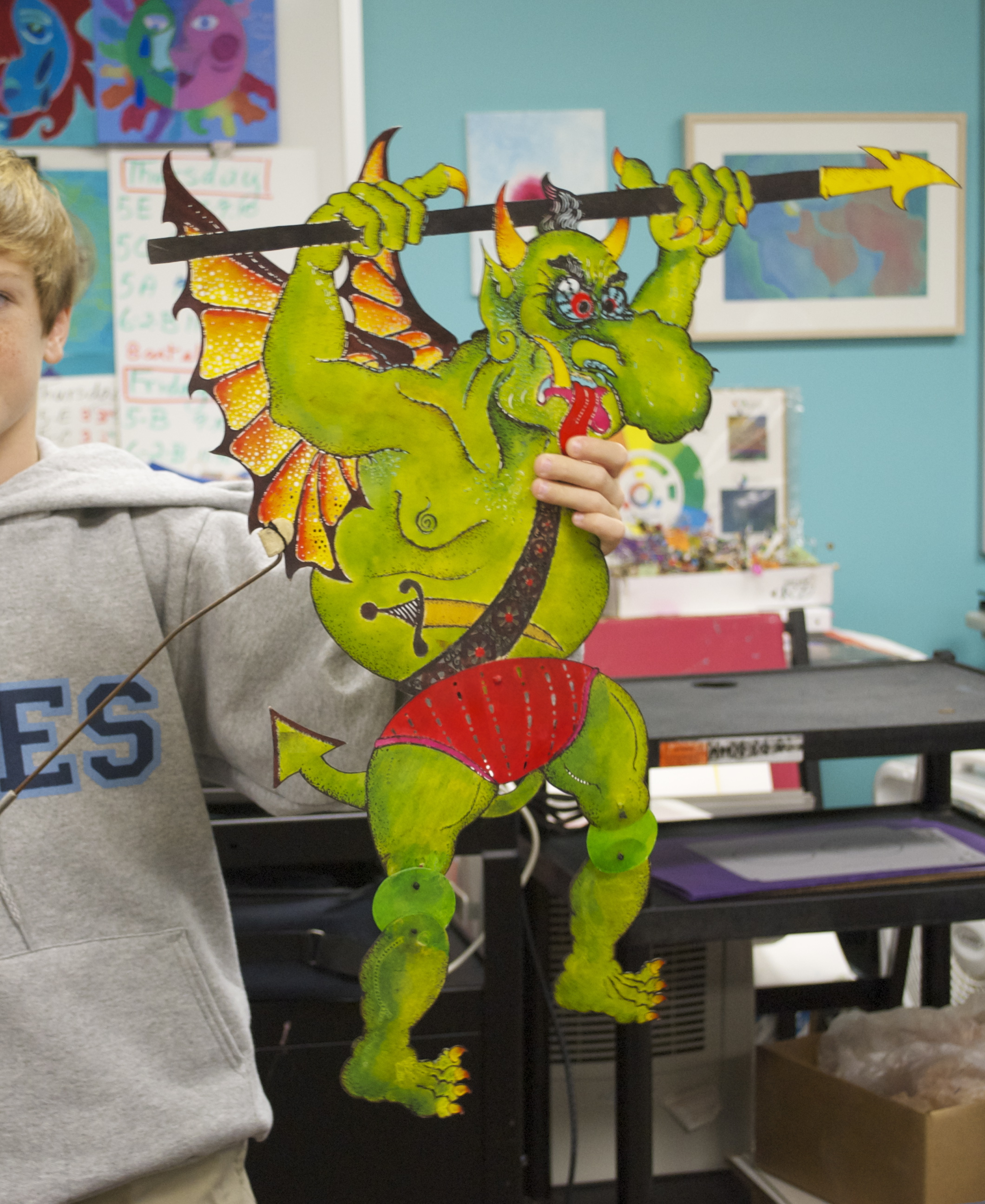 one of Michael's puppets made the traditional way in Indonesia with water buffalo belly skin