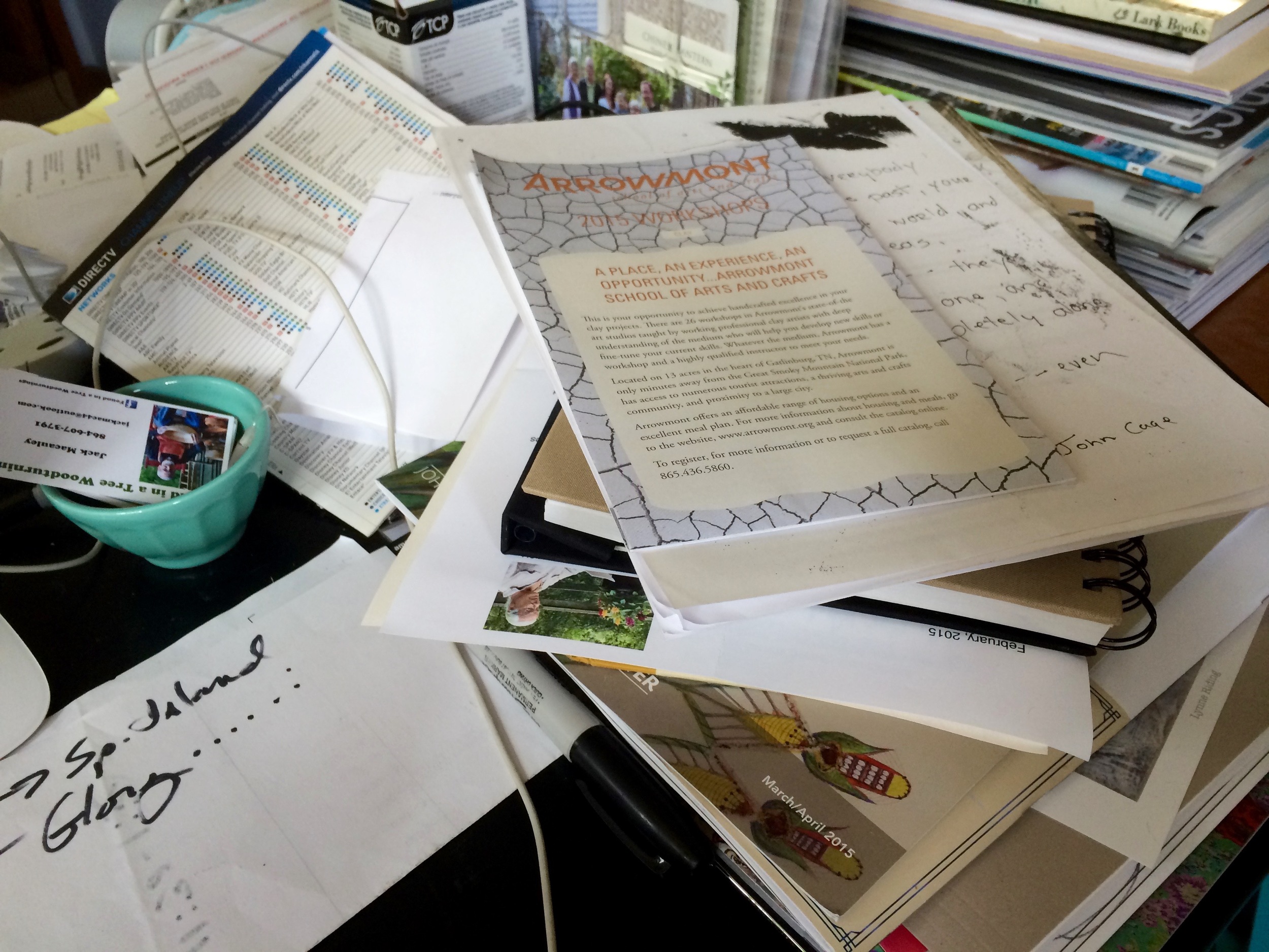 Everything packed up for "Finding Your Form Through Nature", a workshop that begins tomorrow for the Cullowhee Mountain Arts Program at Western North Carolina University. The last and hardest part is refining the outline for what I hope share in a week..... 