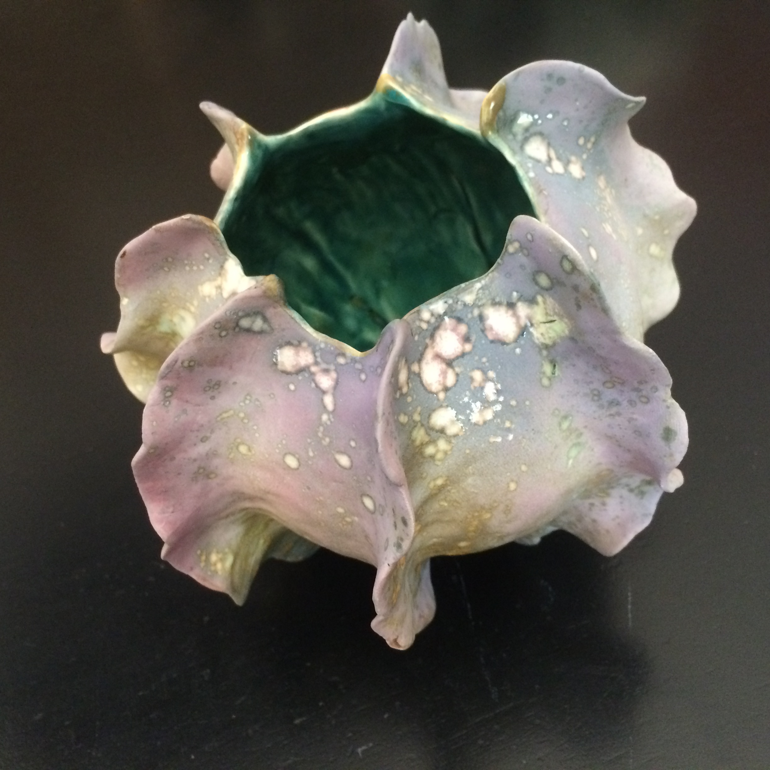 Meditation Bowl # 47,5 x 6 x 6 inches, white earthenware with oxides, terra sigillata, glaze liner, $195