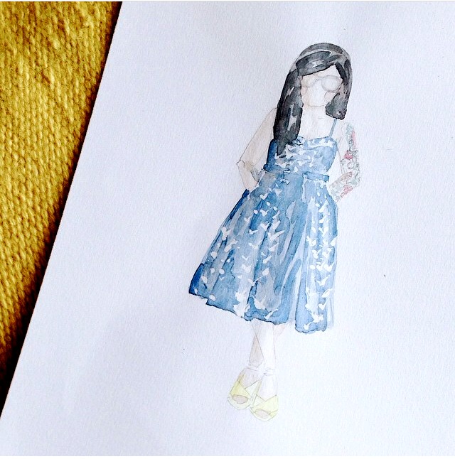 How beautiful is this watercolor? Obviously not because it's me (hehe) but I love the detail- the tattoos, the dress, the shoes. It's beautiful! Thank you again, Lindsay ! 