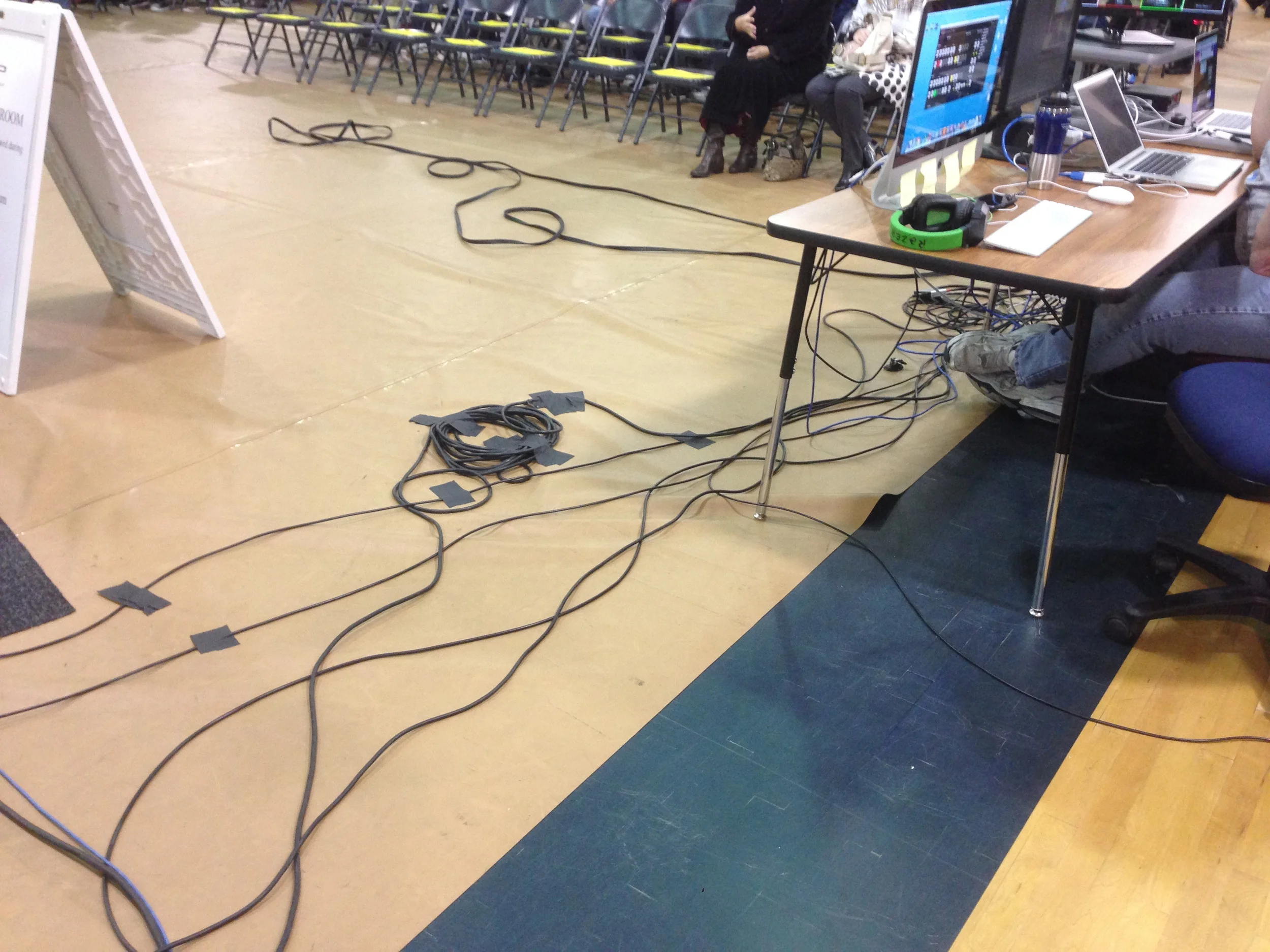 The Media Department students are learning how to lay cable cleanly.
