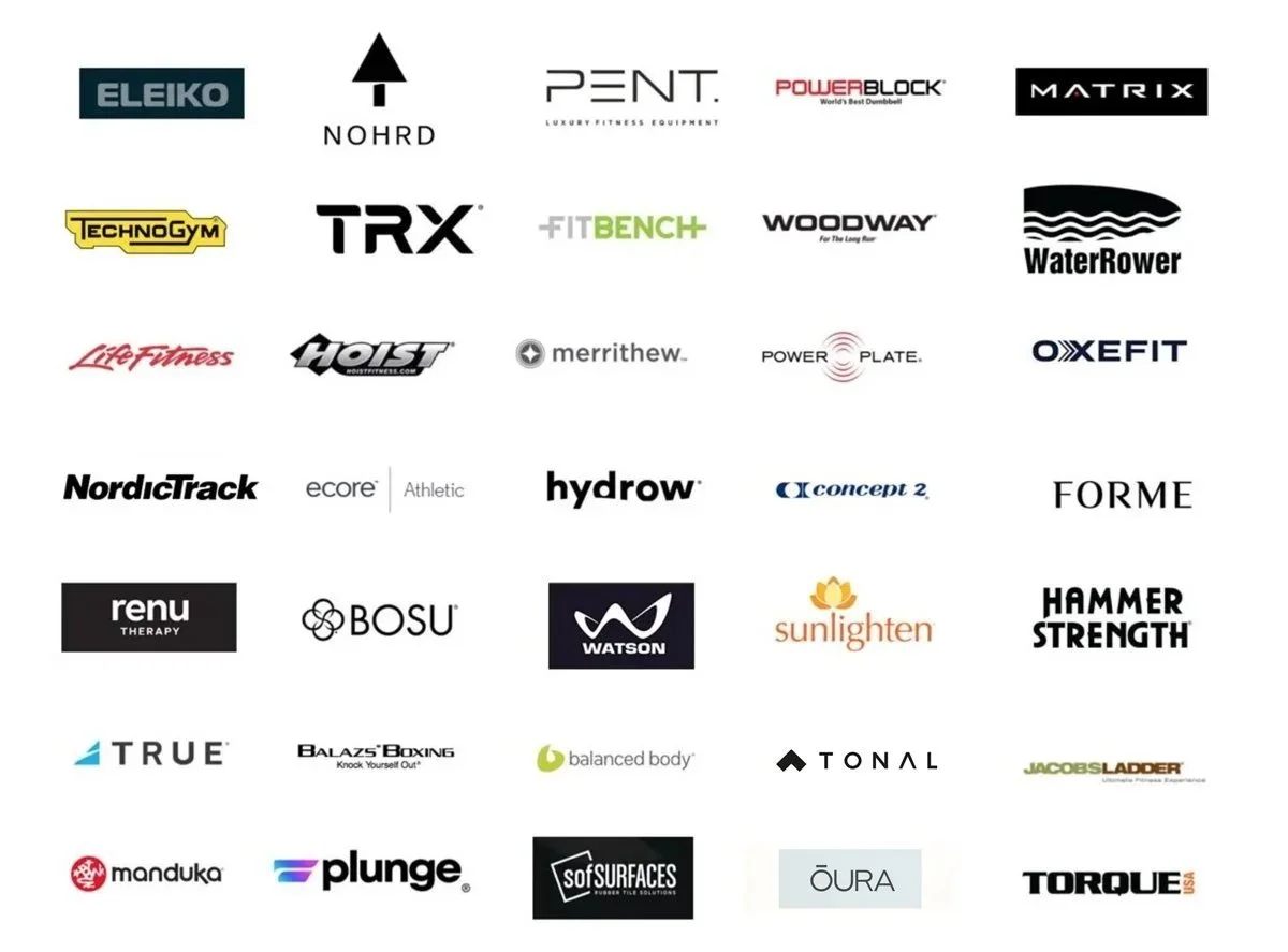 Manufacturers that Iron House works with for it's home gym designs.