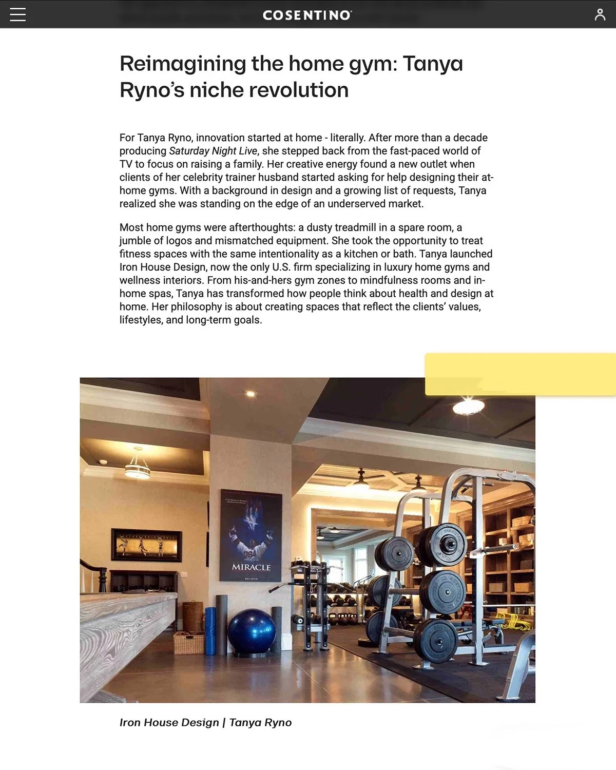 A big thank you to @cosentinousa for this thoughtful write-up on their website and for recognizing the mission behind Iron House Design.

While we might not be the only gym designers like ours any more, we&rsquo;ve always believed the home gym or spa