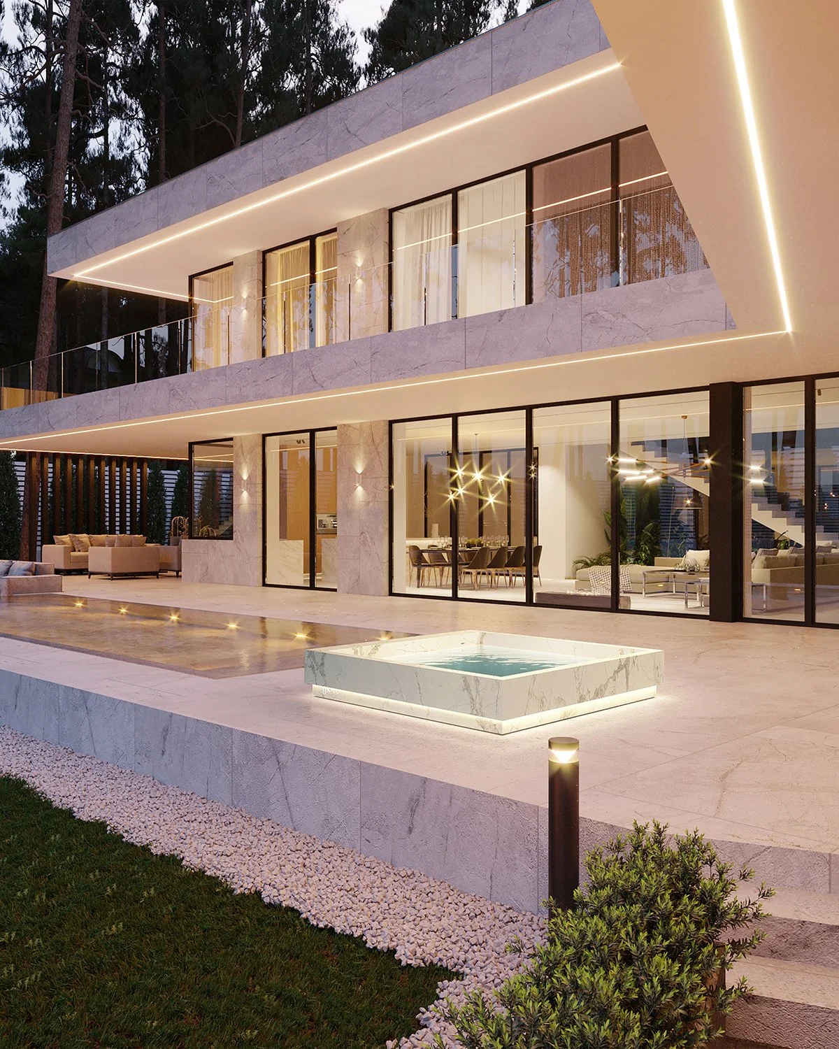 Classic white luxury cold plunge.