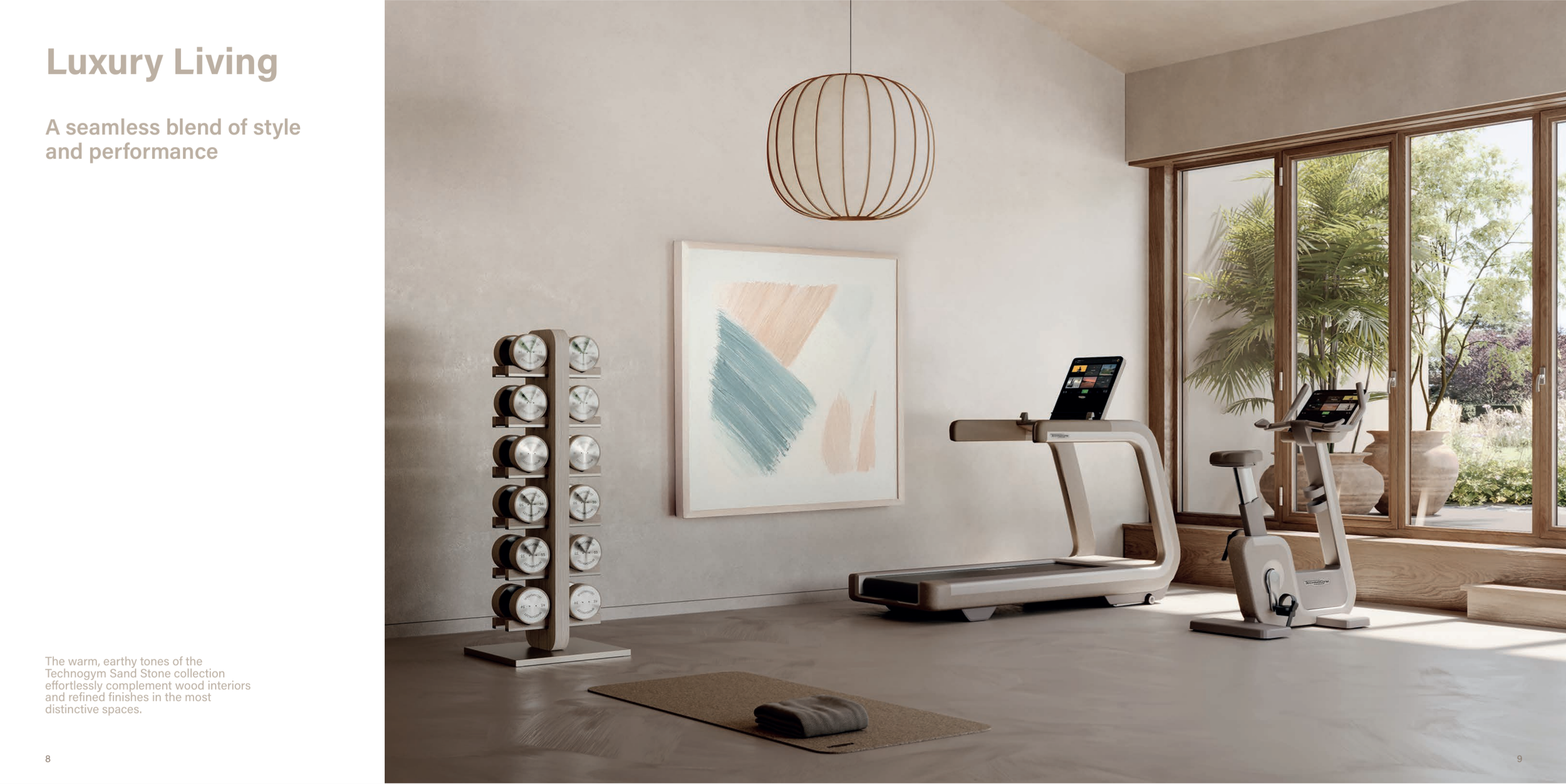luxury home gym with technogyms sandstone collection.png