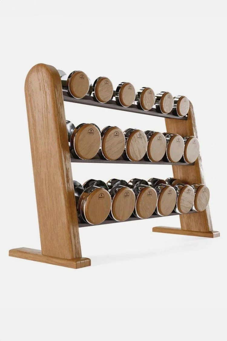 nohrd luxury dumbbell set in oak