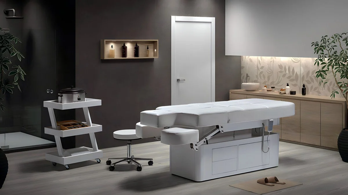 luxury massage table featured in a home spa