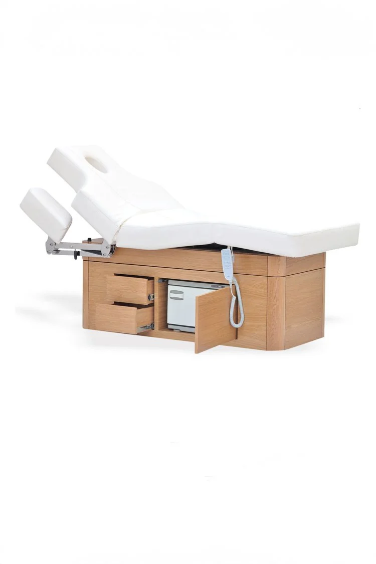 Luxury Massage Table with Storage and White Upholstery