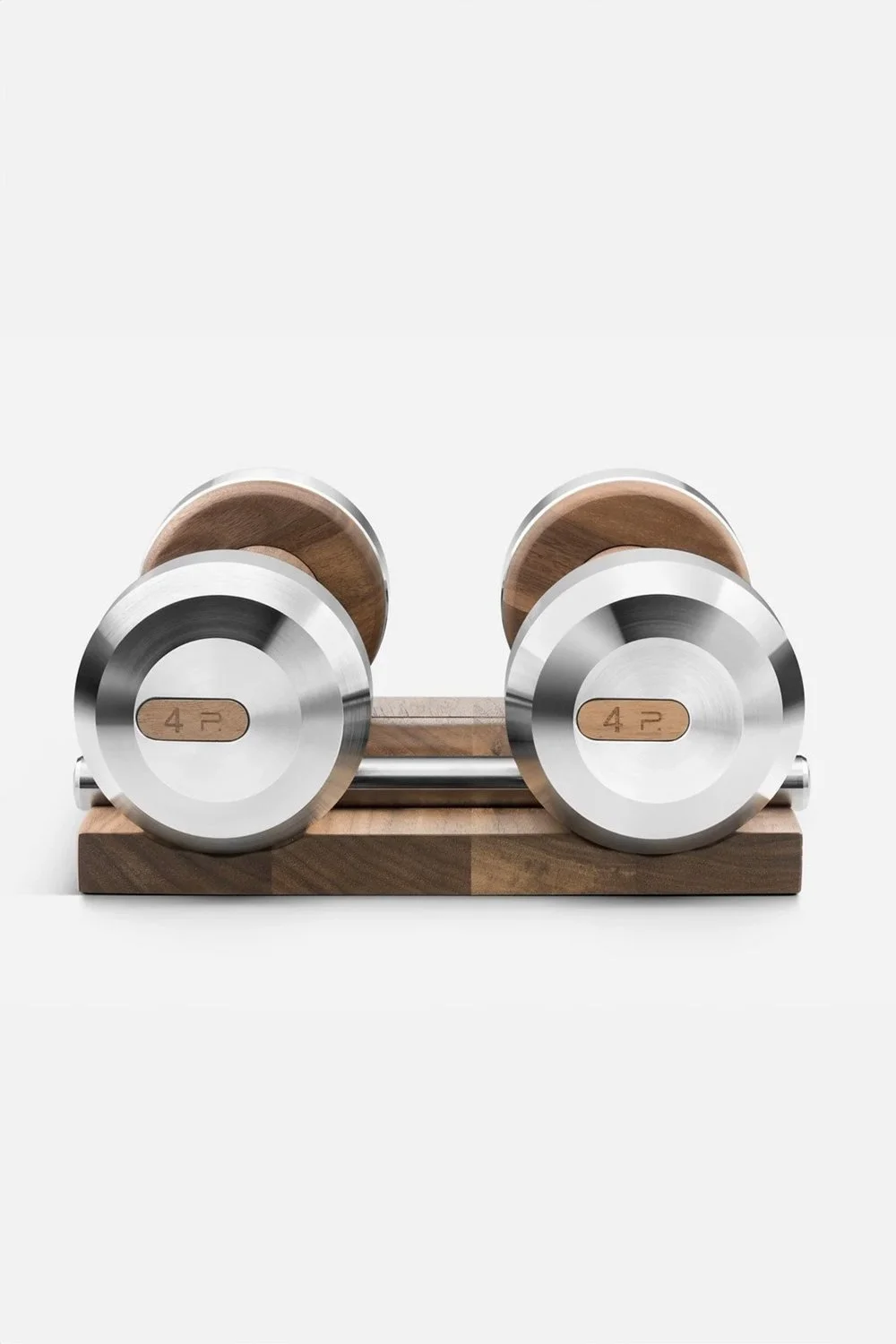 Product shot of PENT Colmia dumbbell set in Walnut