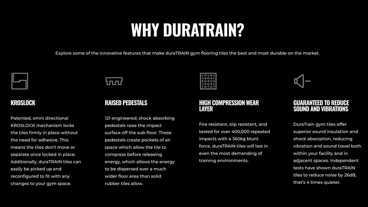explore some of the innovative features that make duratrain gym flooring tiles the best and most durable on the market