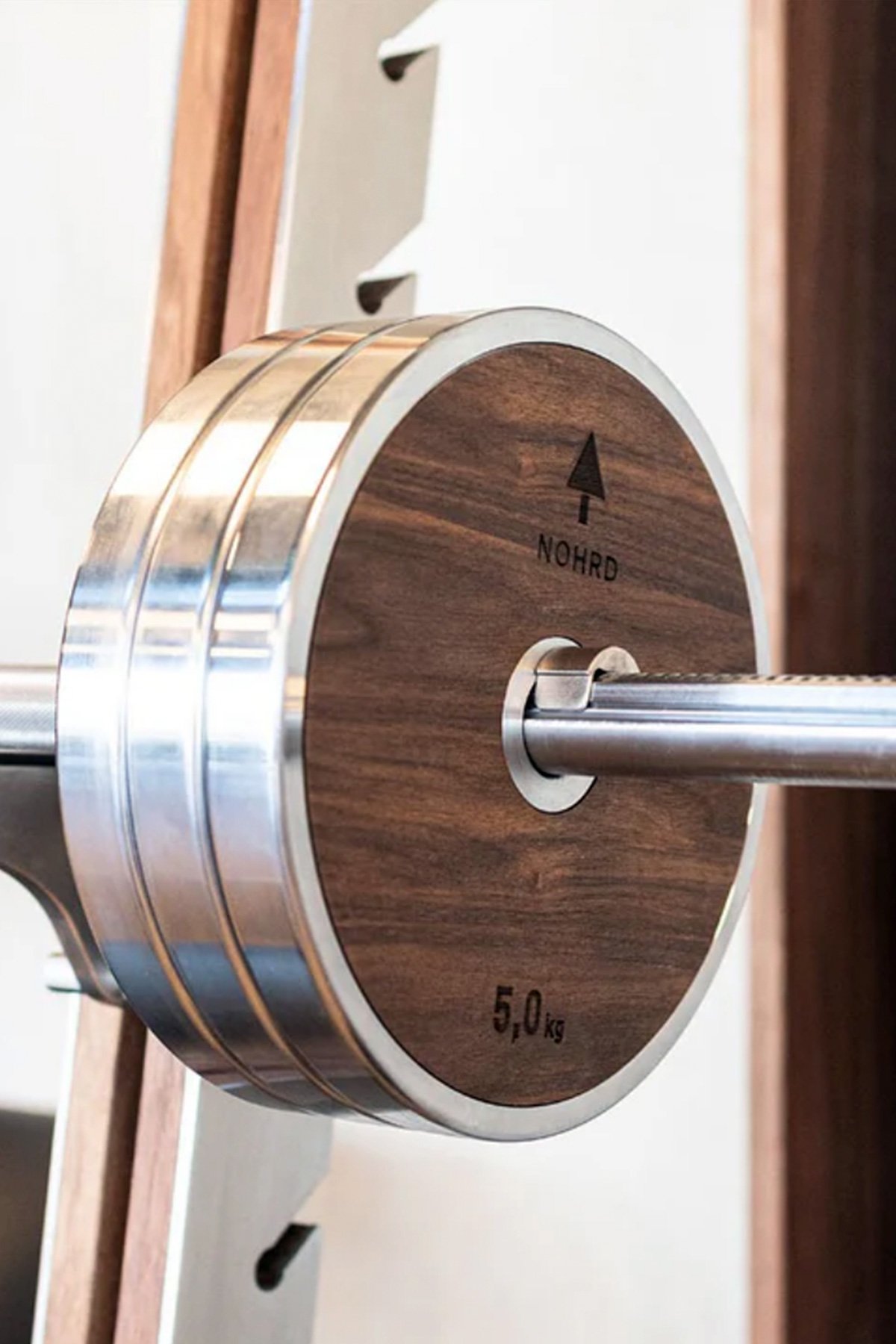 close-up of nohrd weight plates for squat rack