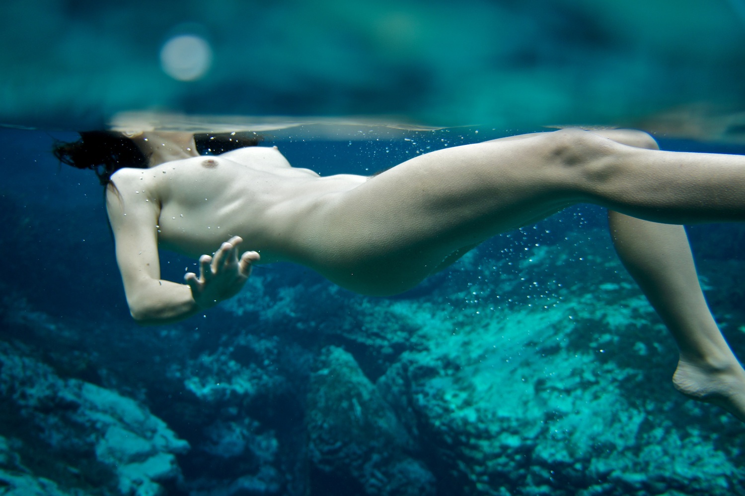 Asian Nude Girl Swimming Underwater