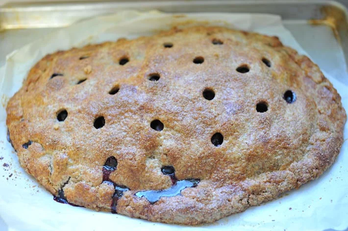 Blueberry slab pie.