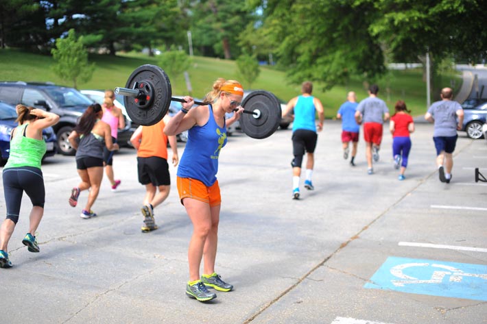 Pam getting her squat on.