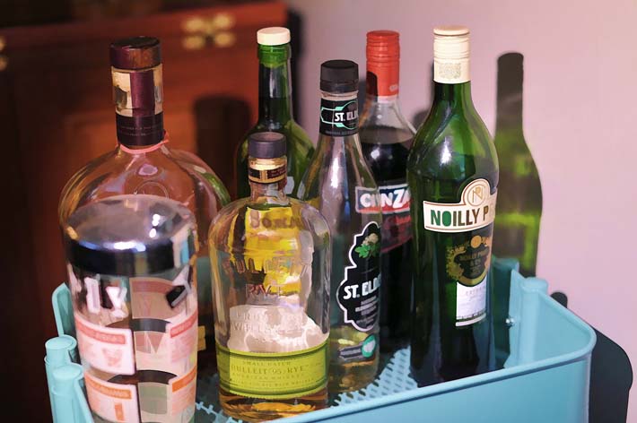 IKEA bar cart, simple enough to build without a drink in hand.