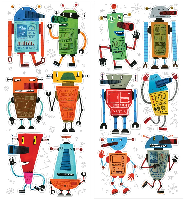 Robot stickers! Produced by Hallmark, Inc.