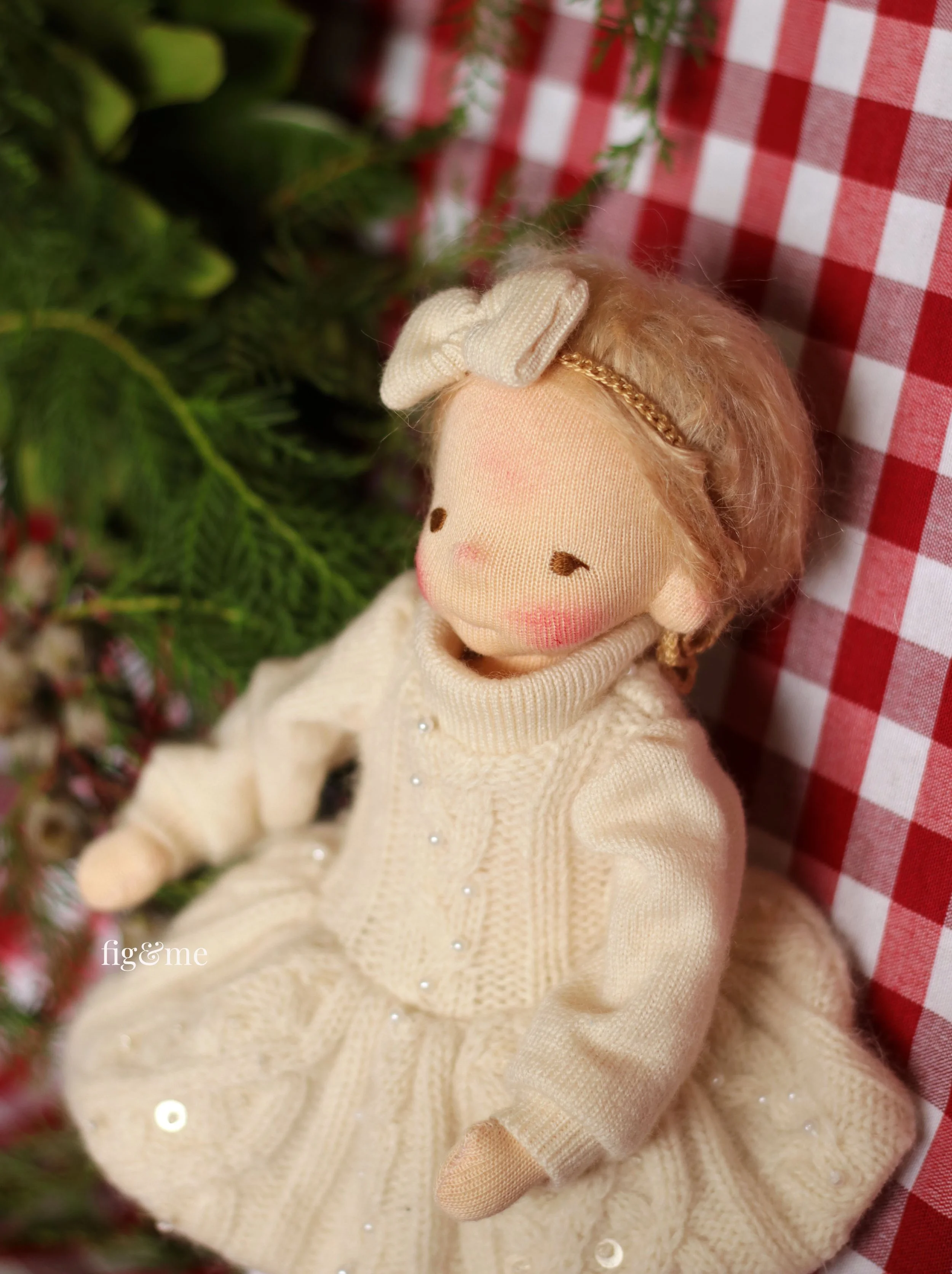 blonde waldorf inspired doll with blonde hair