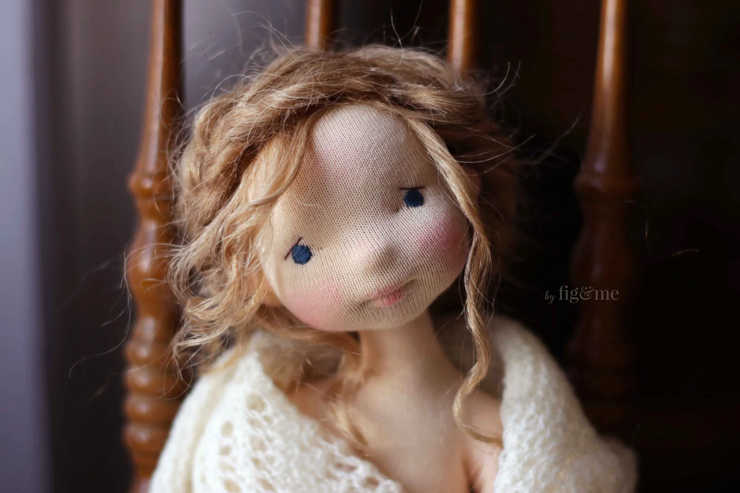 Serena, natural fiber art doll by fig and me