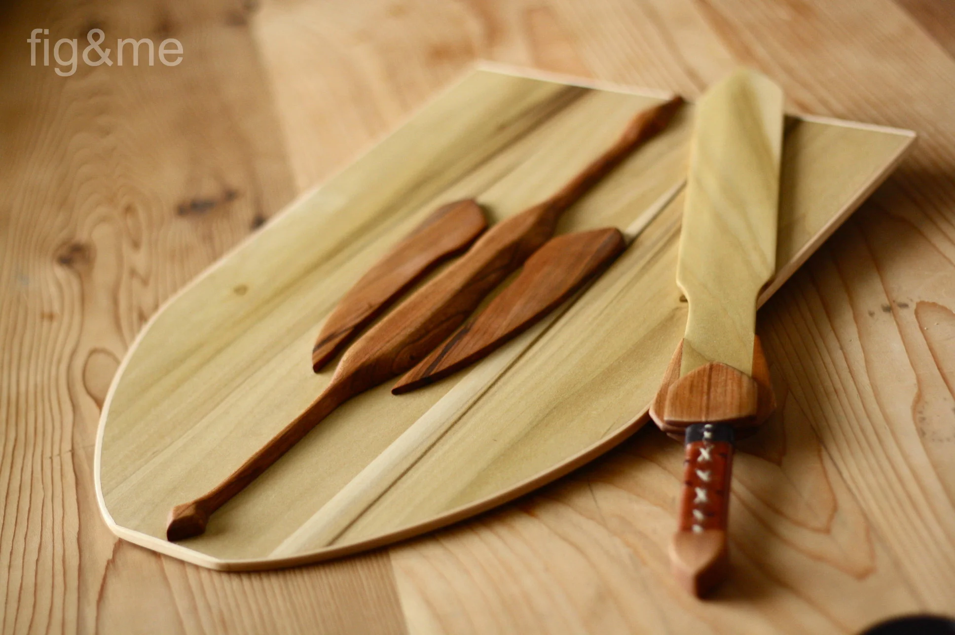 Wooden doll sword and shield, by fig and me