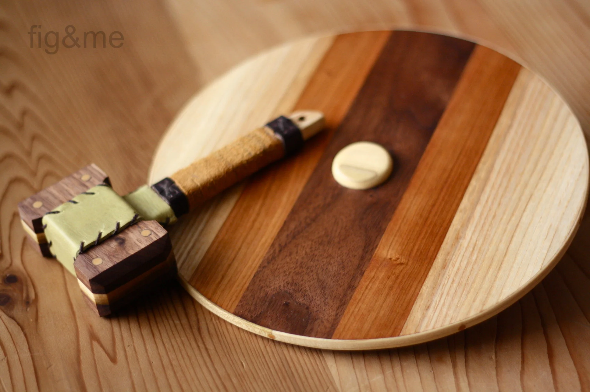 Bjorn's shield and hammer, a wooden doll toy set by fig and me