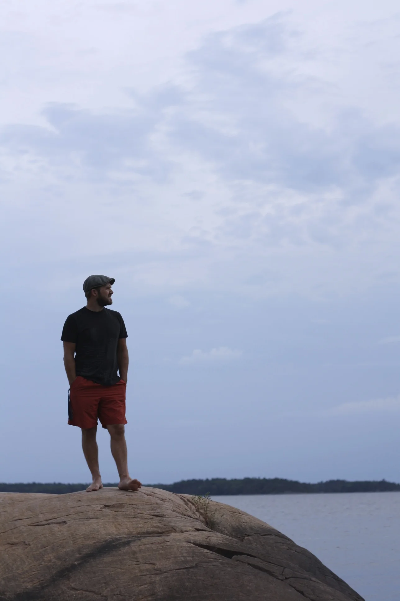 The man I love by the rocky shore, fig and me.