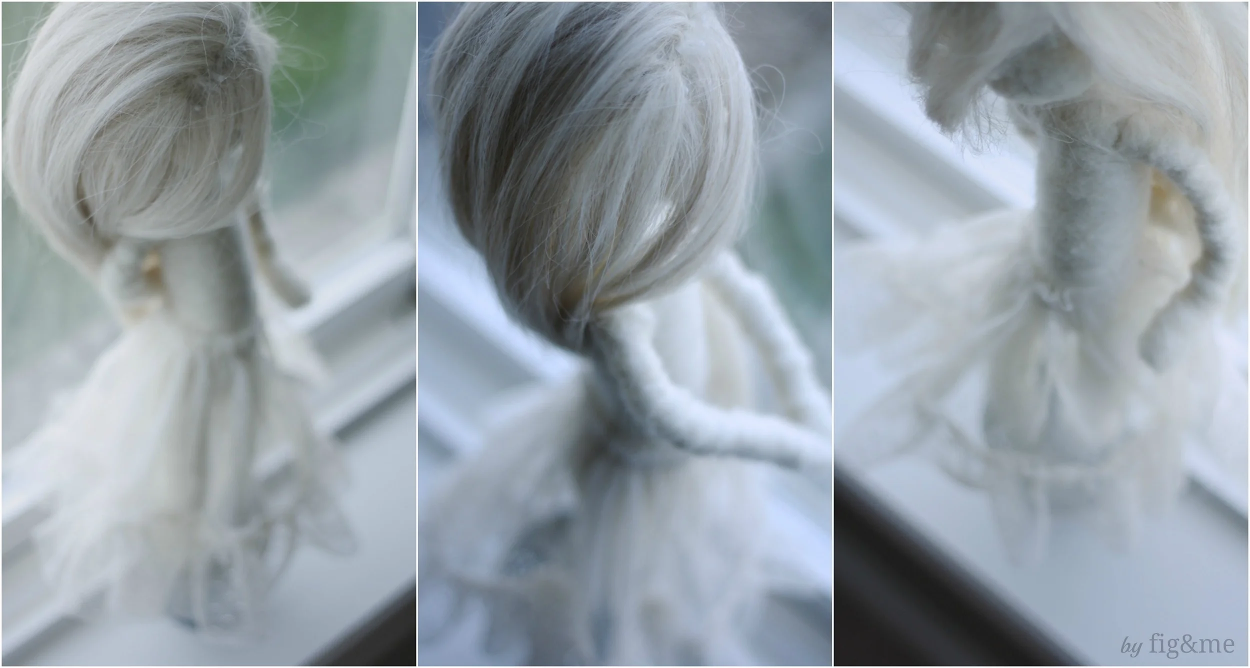 Wool sculpture art doll, by Fig and me.