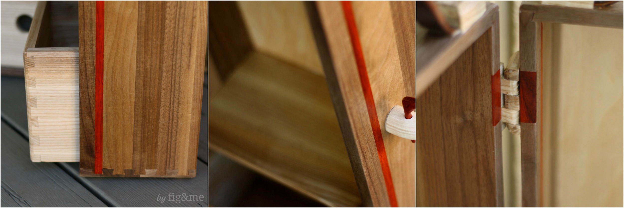 Dovetail and leather handles, by Fig and me.
