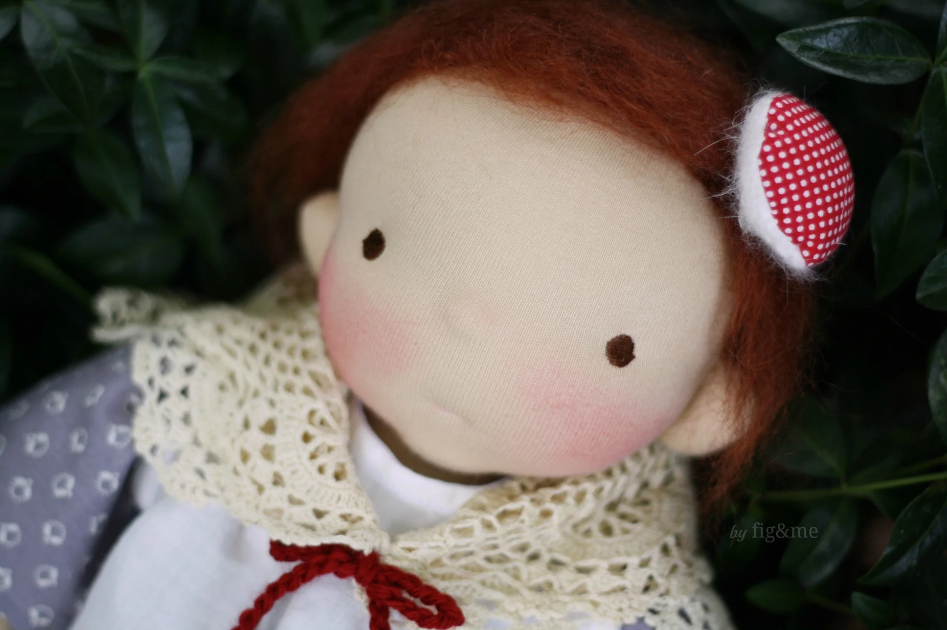 Lucy Maude and her mushroom barrette, by Fig and me.