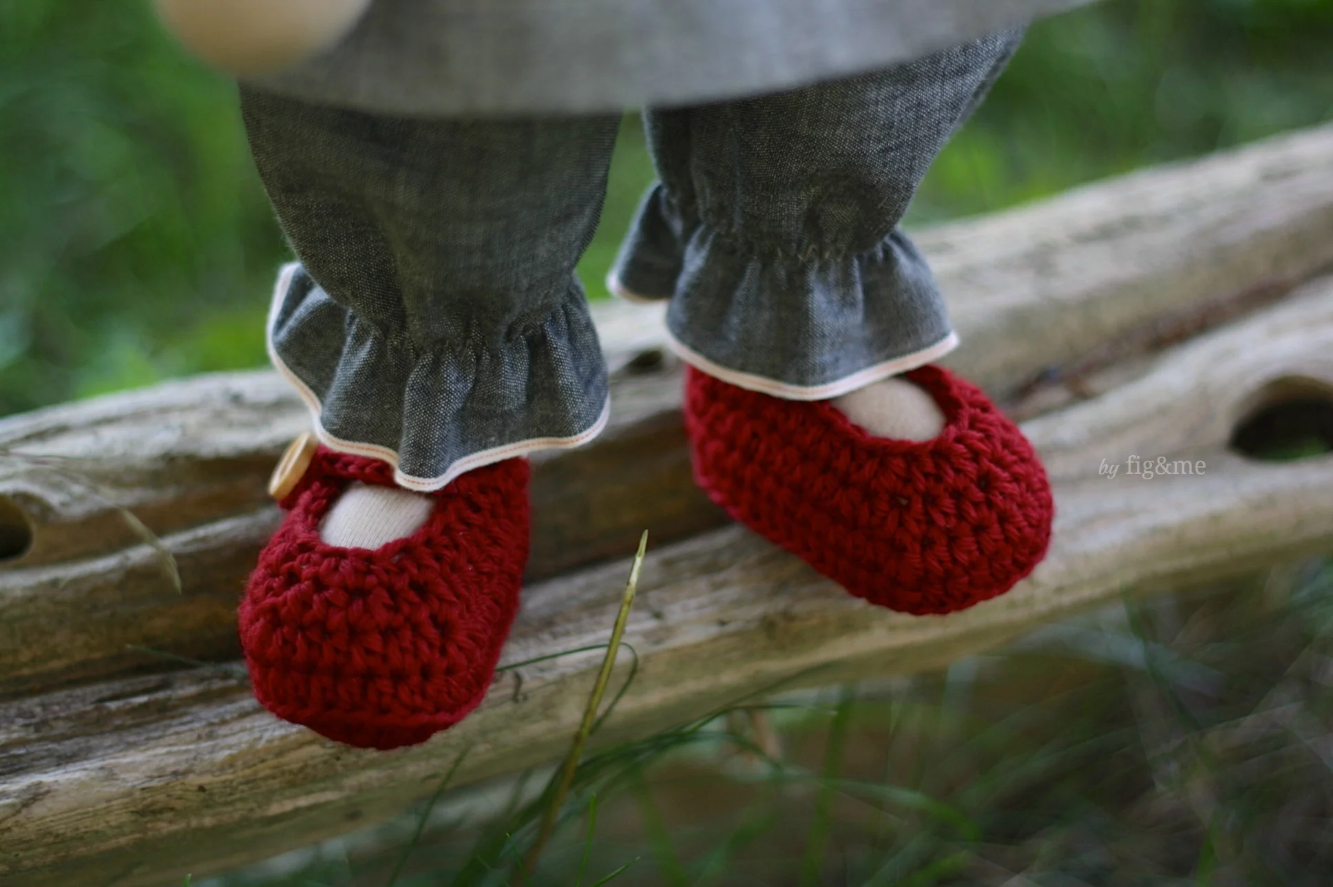 Polly's little red shoes and pretty selvedge, by Fig and me.