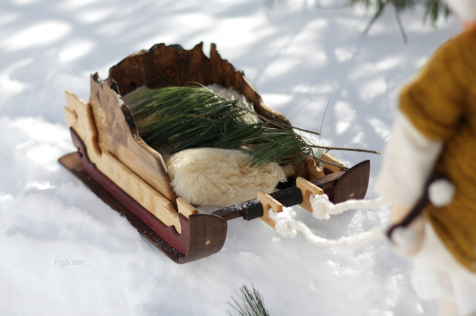 wooden sleigh by fig and me