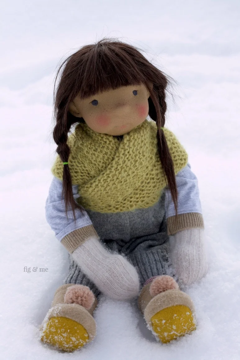 Ermentrude, the bookworm. A natural fiber art doll ready to play.