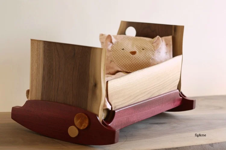 One of a kind, wooden doll cradle by fig and me