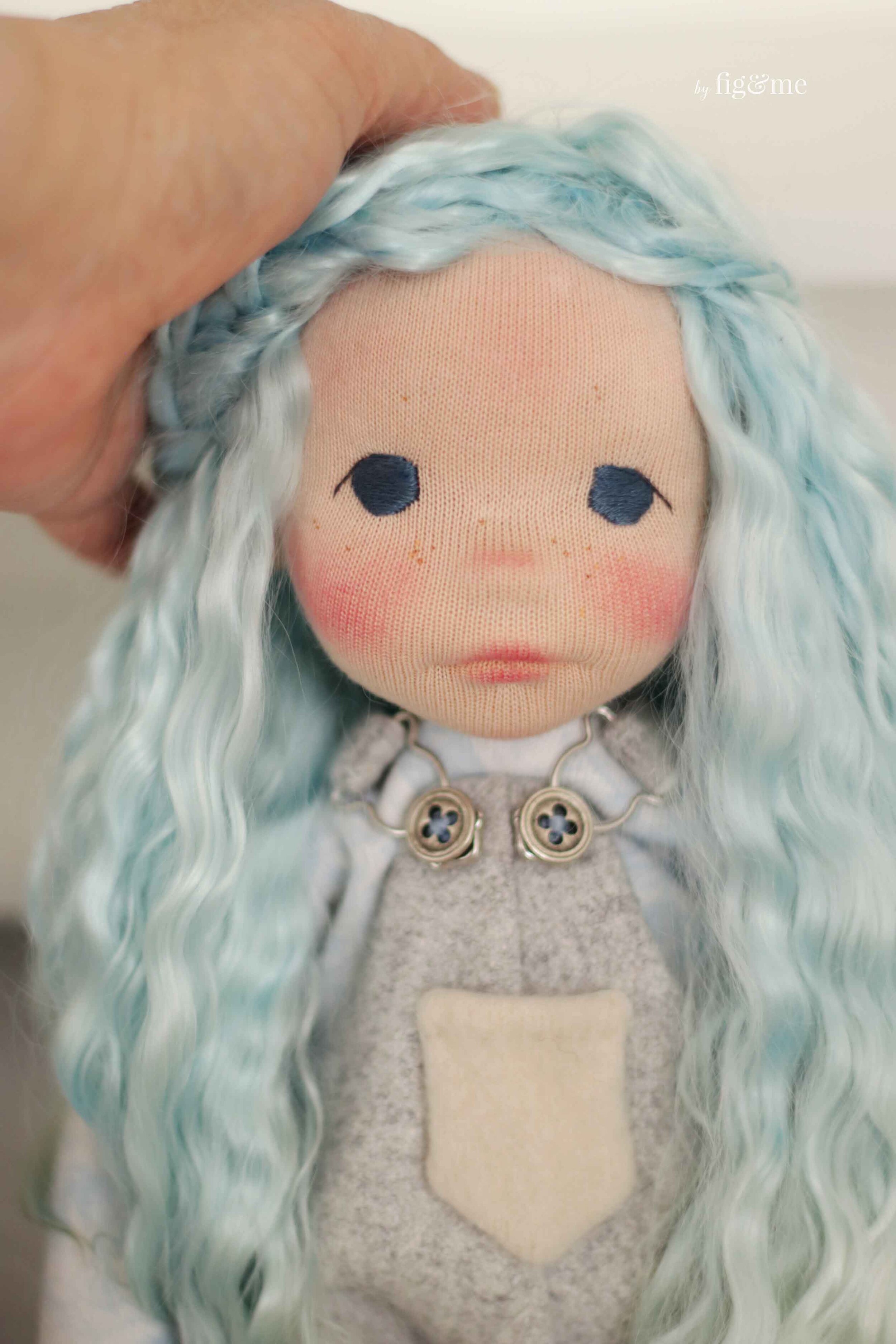 Blu and Mr Bear, a set of natural art dolls ready to play — fig & me