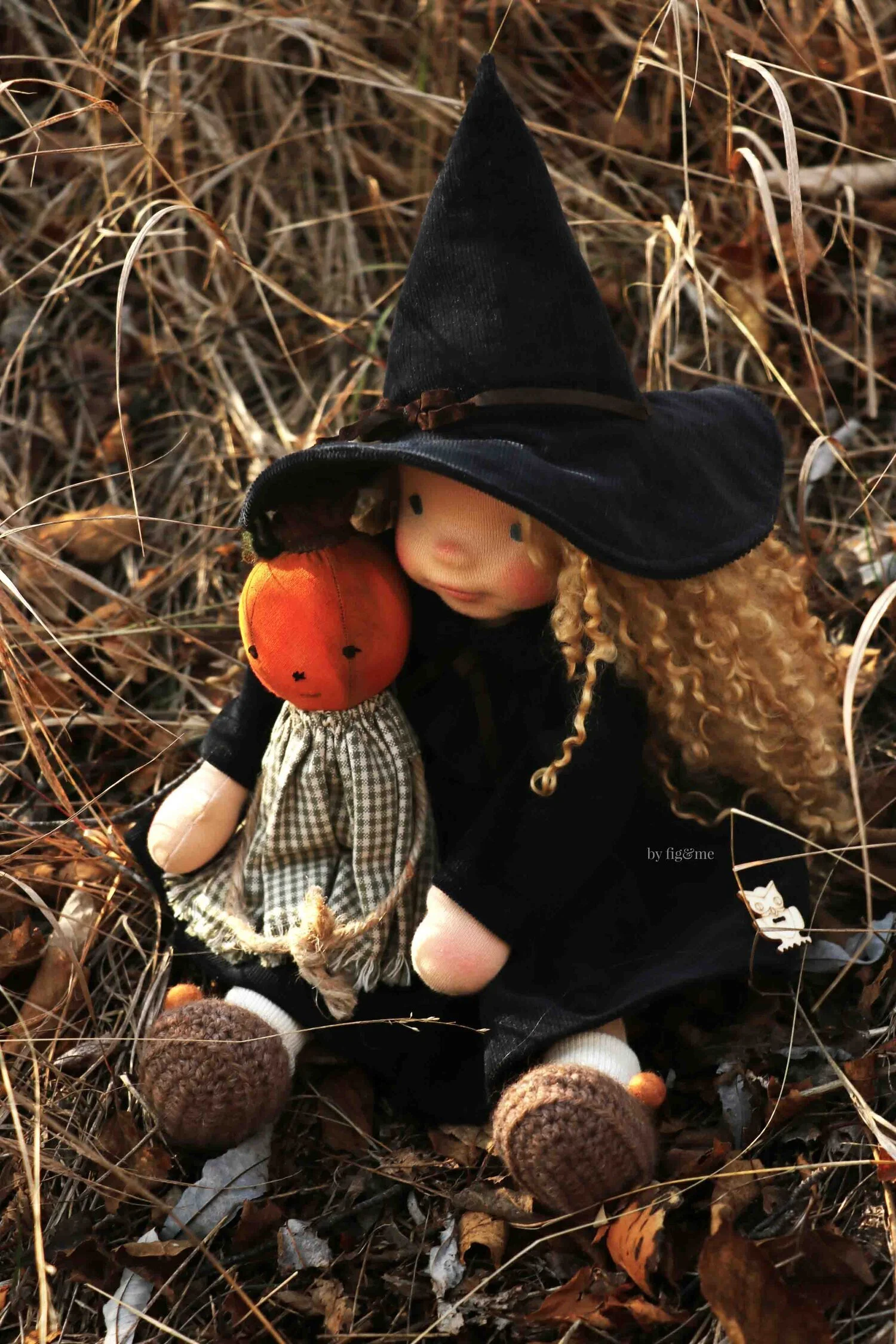 Greta, a 16" custom made art doll by Fig and me