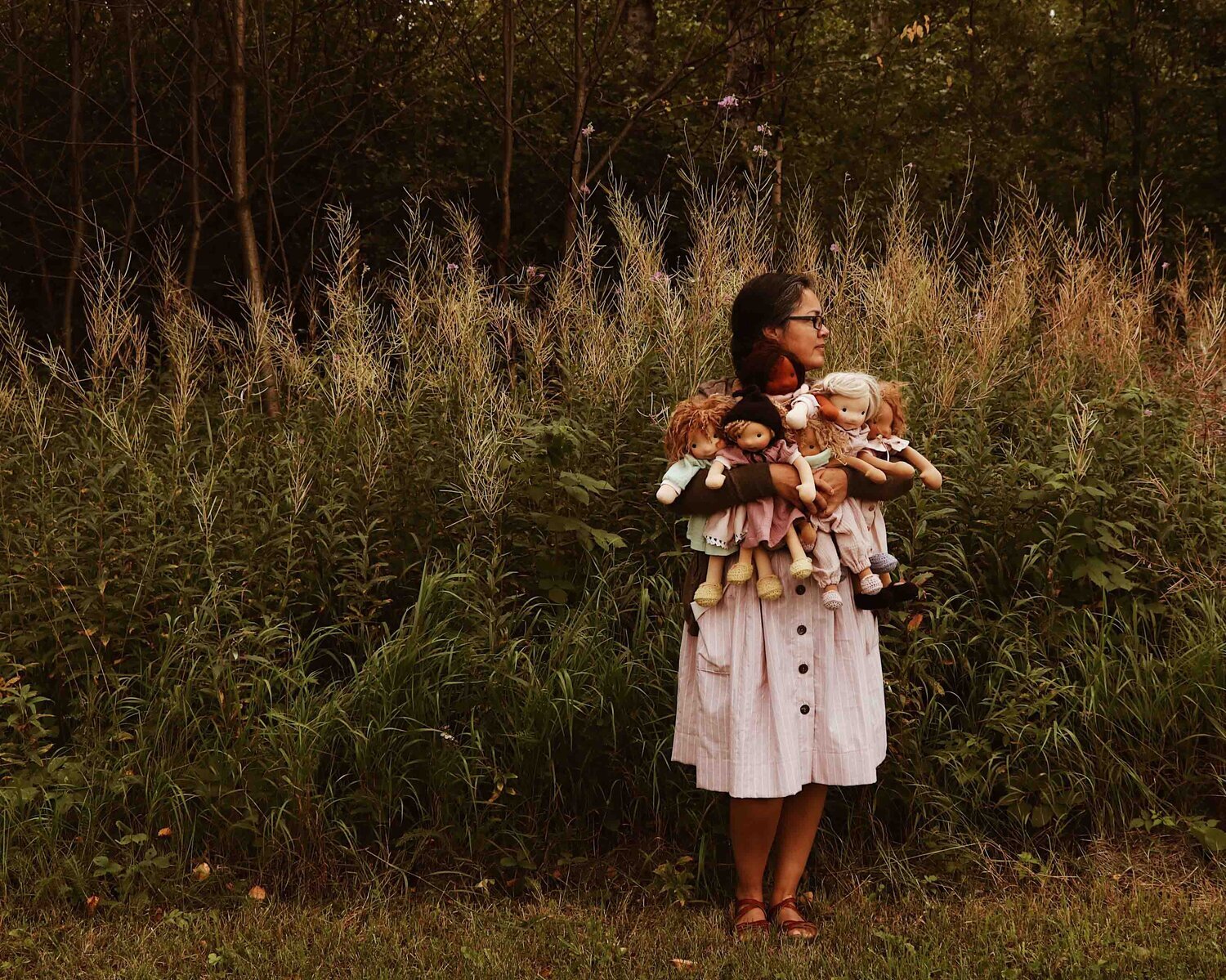 Fabiola and her natural fiber art dolls