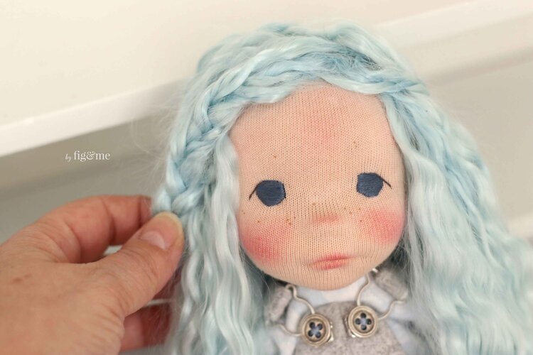 Blu, a 16" Petite Fig art doll by Fig and Me
