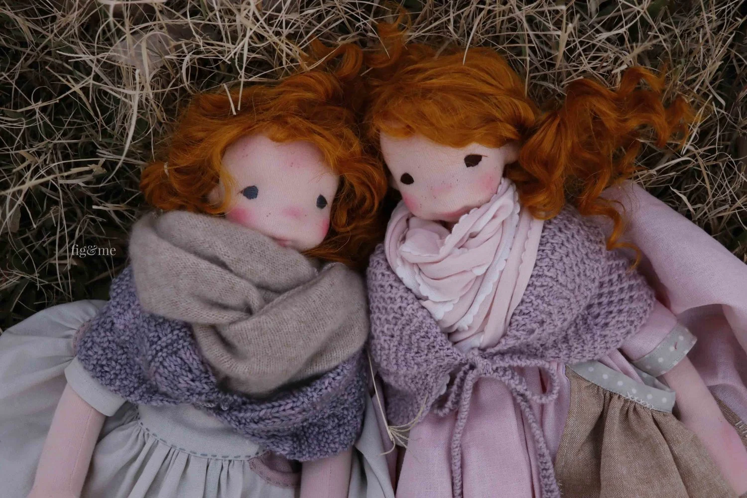 Cloth Art Dolls by Fig and Me, 18" Petite Figs.