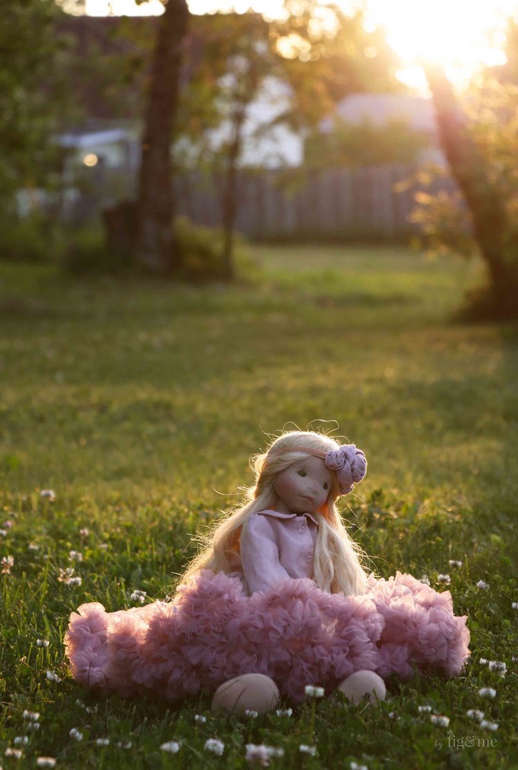Octavia Rose in the garden, a 20" Petite Fig art doll by Fig and Me