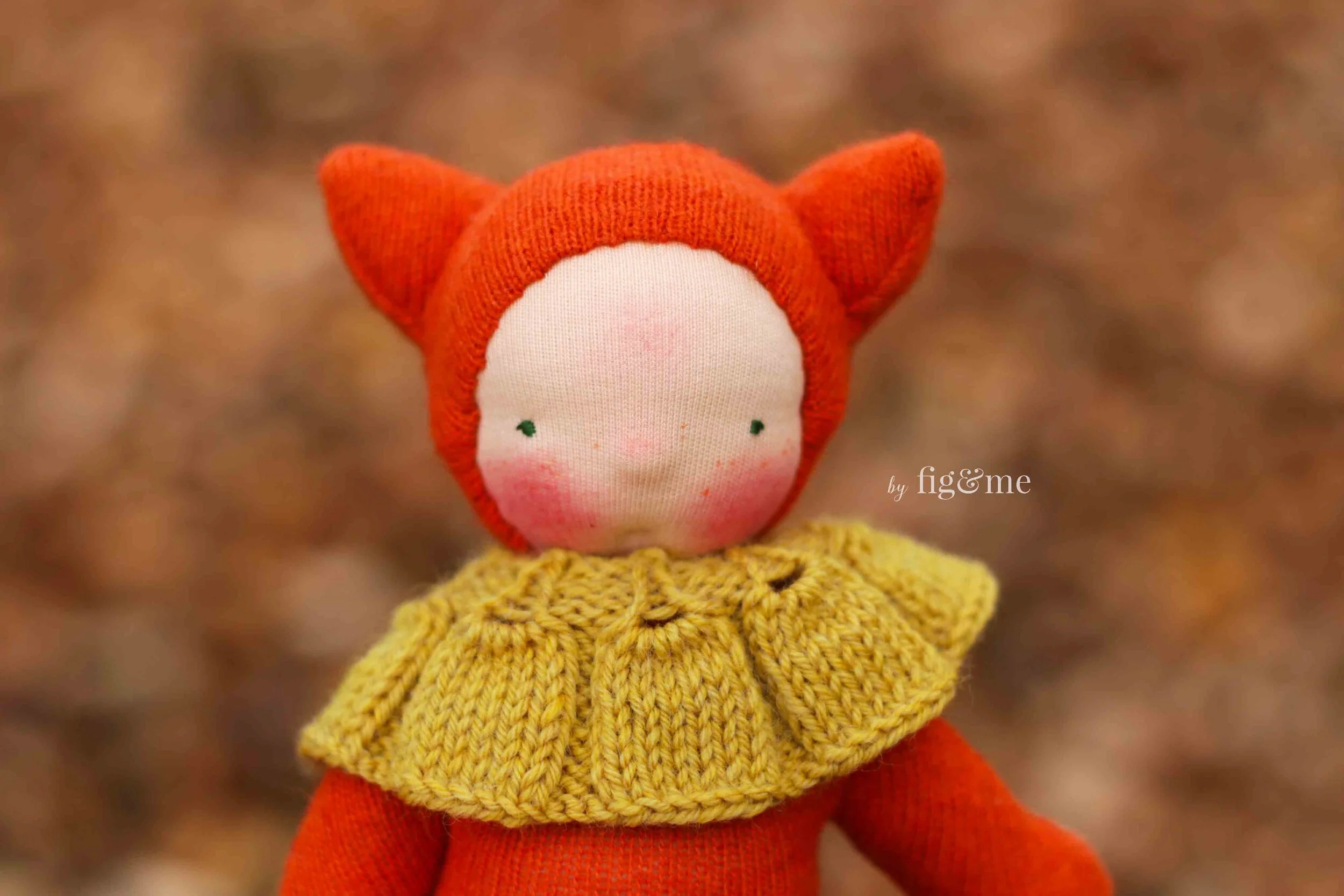 Wee Baby Fox Doll with Knitted Collar