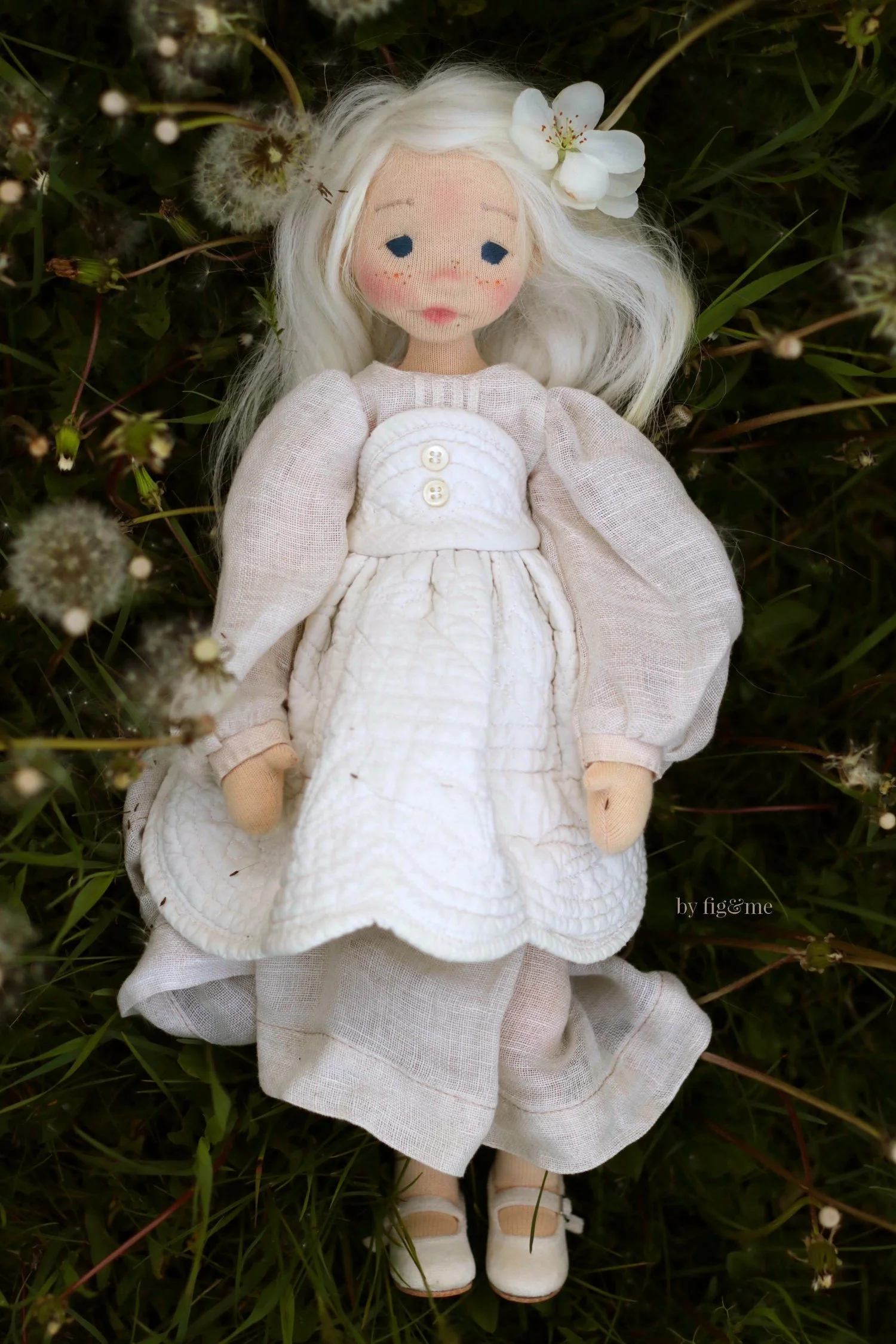 Nieves, a natural fiber art doll by Fig and me