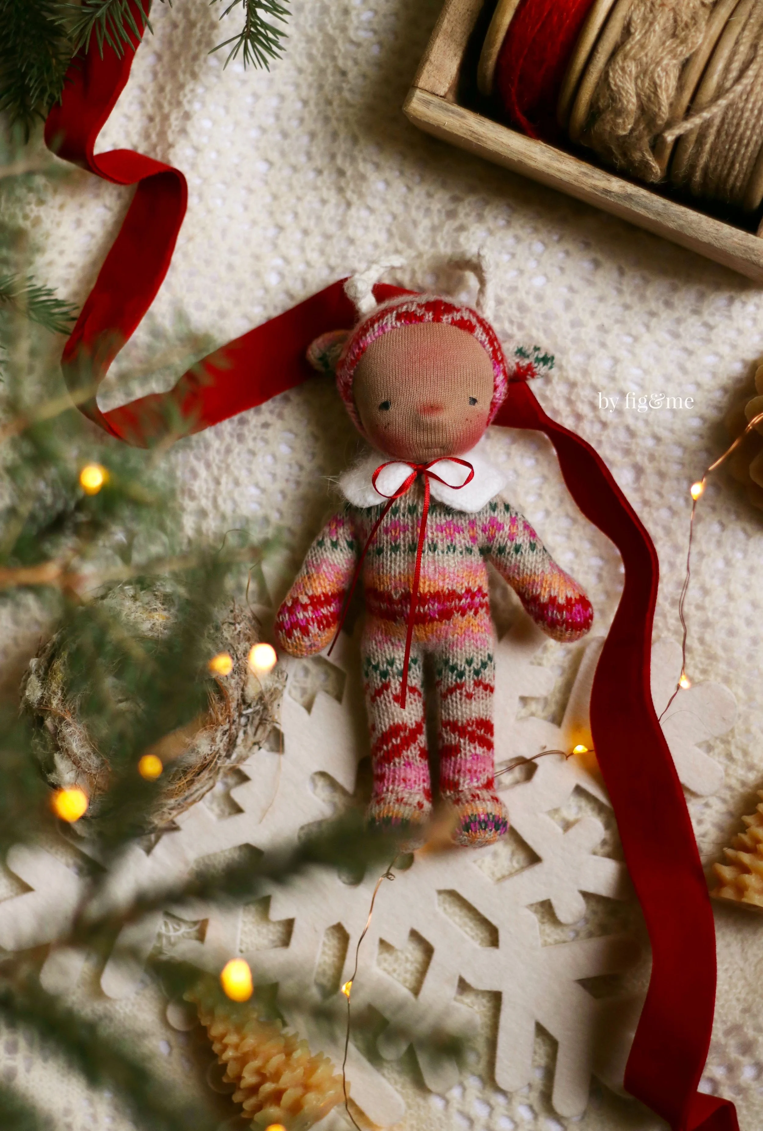 Christmas Deer | Waldorf Inspired Baby Doll by Fig and Me