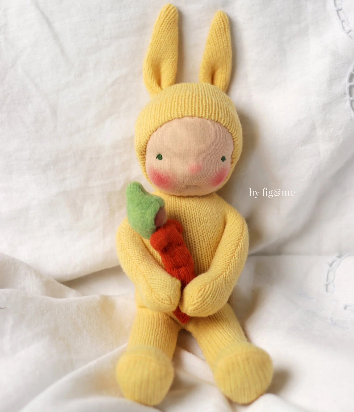 Waldorf Inspired Bunny Doll with Carrot Baby | Fig and Me Art Dolls