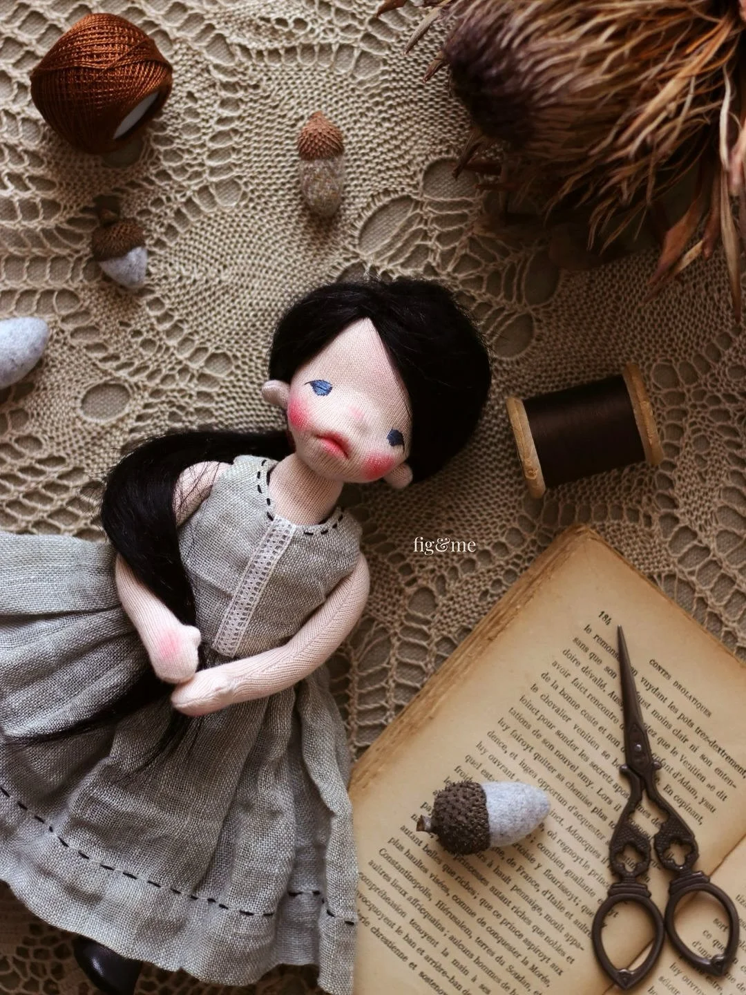 This is Puck, a wee-tle doll, who has been the most patient child there ever was. 

Miss Puck has a bit of gothic flair and loves to read Edgar Allan Poe. Don&rsquo;t ask me, she has her own likes.

Her favourite poem goes like this:

She walks in be