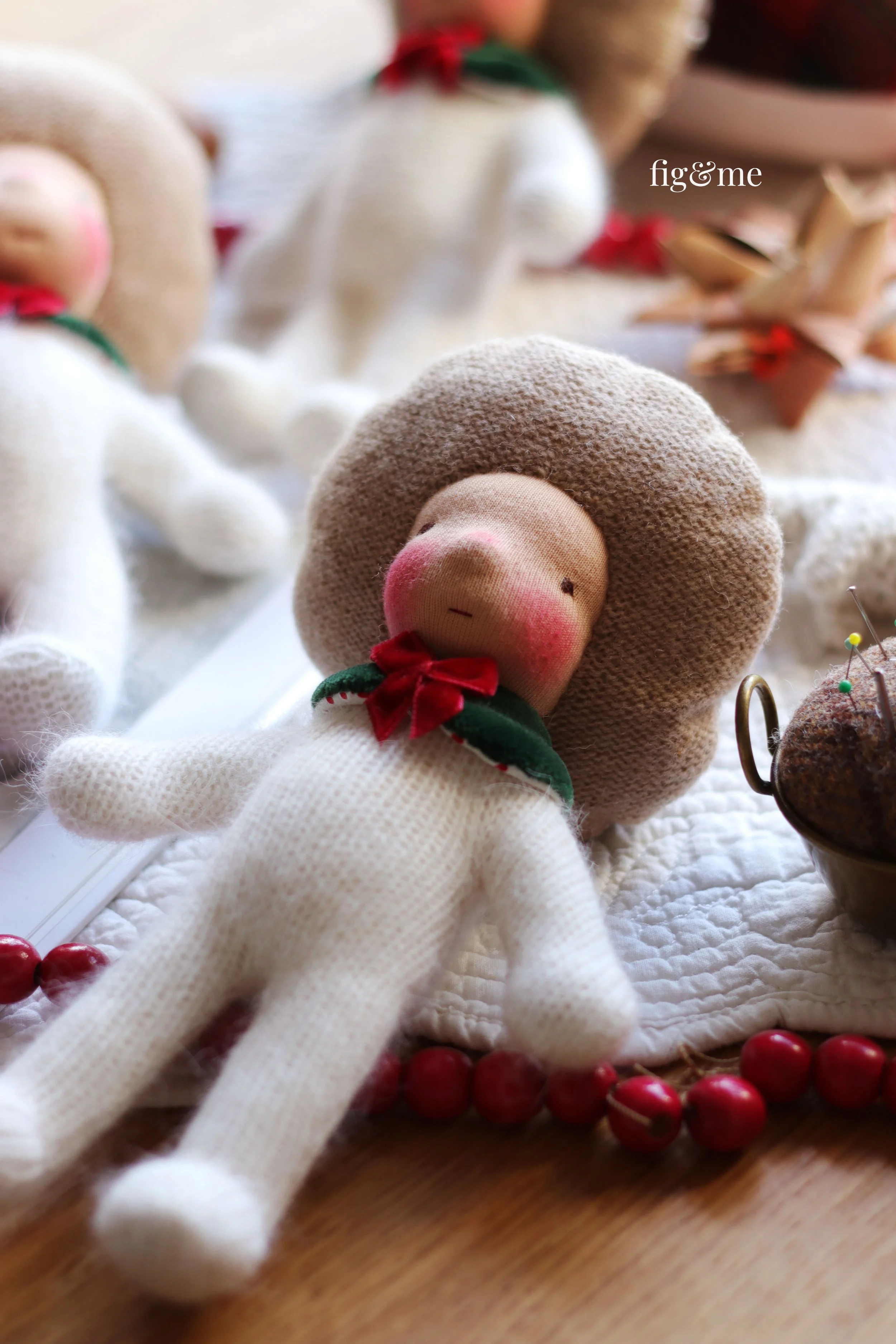 Christmas Wee Baby | Angora Body and Mushroom hat