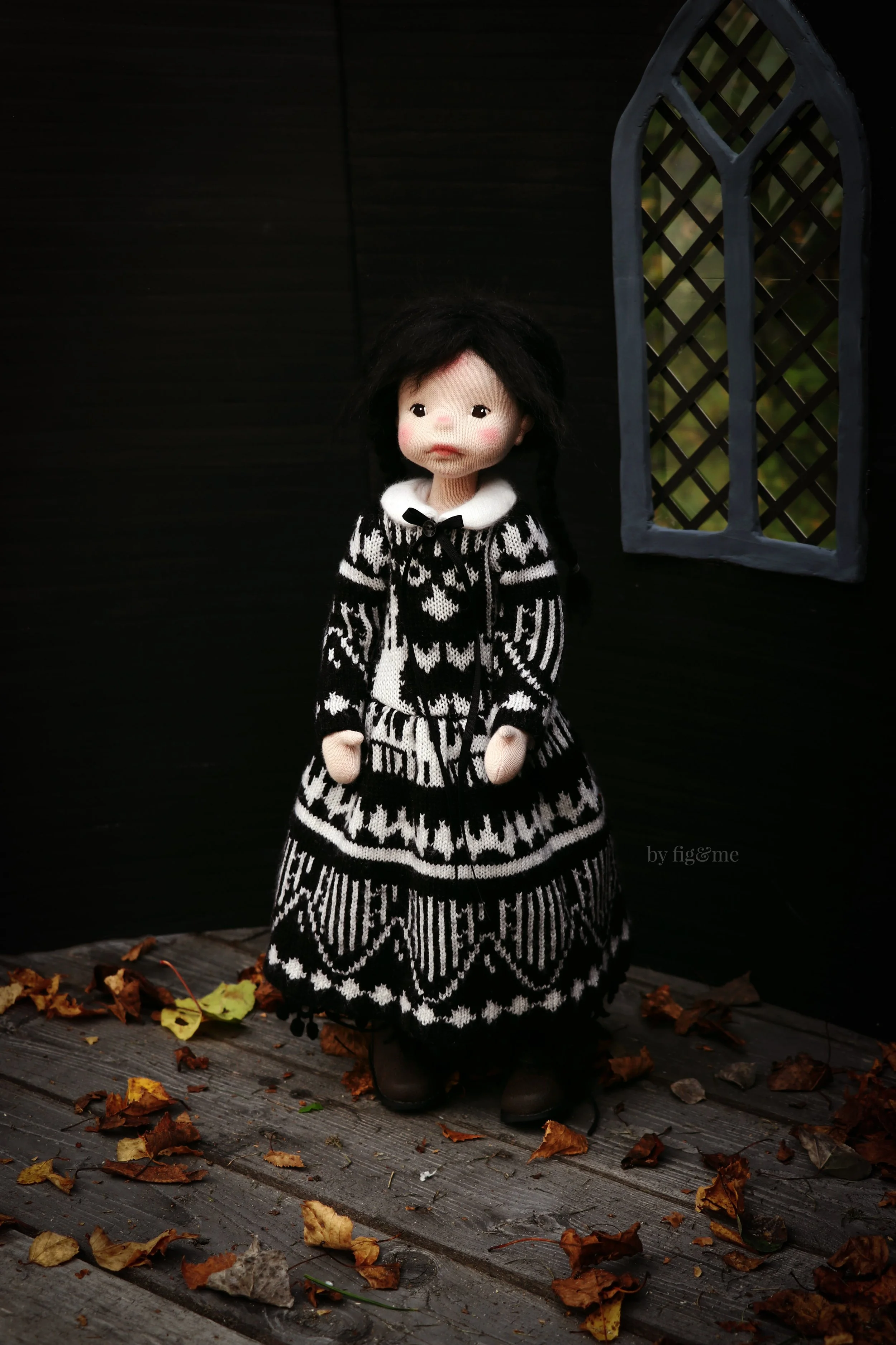 Wednesday Addams and Her Rat Friend: OOAK Fiber Art Dolls — fig & me