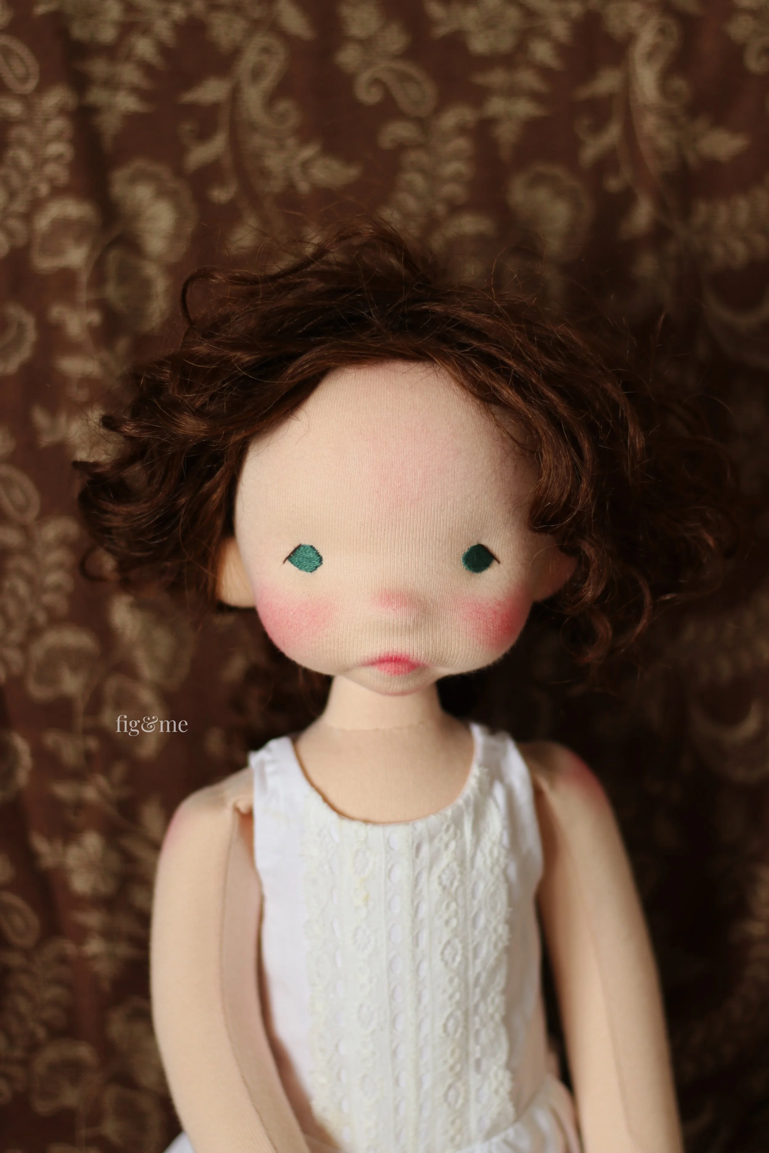 art doll in antique style long underwear with lace and trims